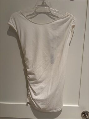 Theory White Ruched One-Shoulder Tank